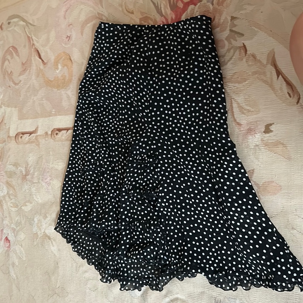 Black and white polka dot ruffle skirt